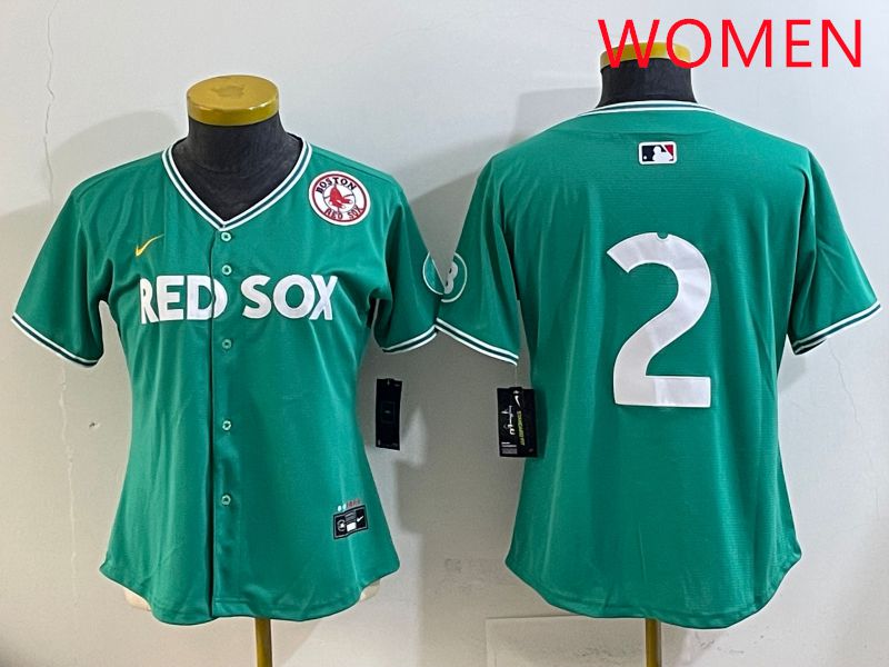 Women Boston Red Sox #2 No Name Green Joint Name Nike 2025 MLB Jersey style 9